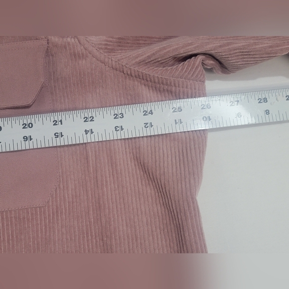 Tribal Women's Size 1X Mauve Corduroy Raw Hem Button Front Shacket, Jacket/Shirt - Picture 4 of 9
